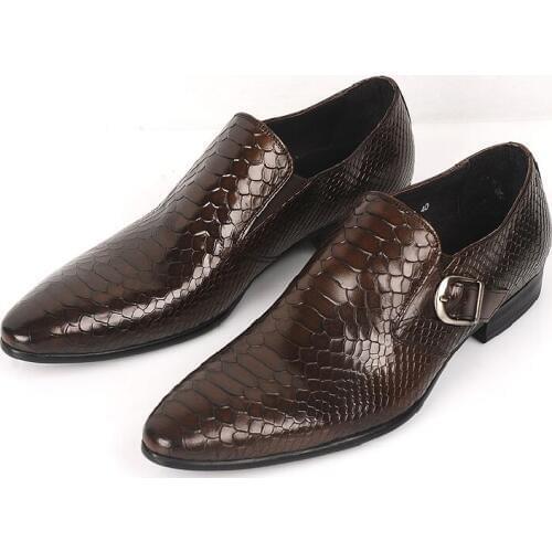 Large Size EUR45 Serpentine Social Shoes Mens Business Shoes Genuine Leather Prom Dress Shoes Male Wedding Shoes