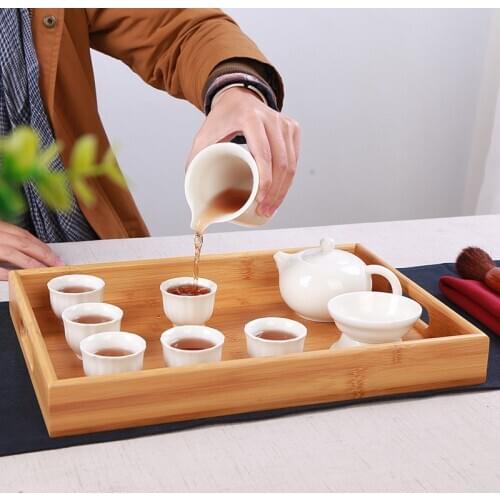 Large Bamboo Binaural Tea Bronze Tea Rectangle Rectangular Meng Zong Bamboo Tea Bronze Tea Tray