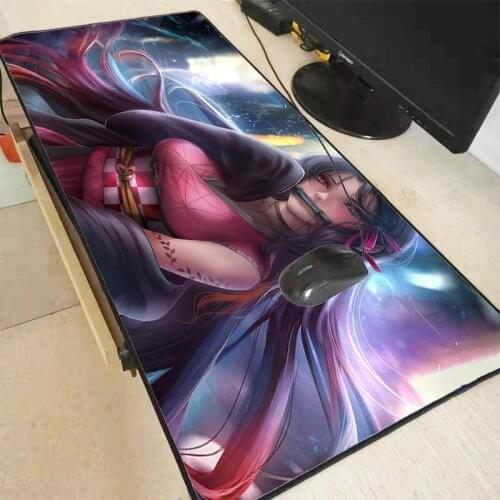 Anime Demon Slayer Kimetsu No Yaiba Large Gaming Accessories Mouse Pad Gamer XXL Locking Edge MousePad PC Laptop Keyboard Mat