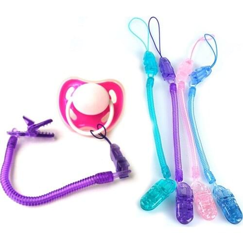 Baby Infant Pacifier Clip Toddler Dummy Pacifier Spring Soother Nipple Clip Chain Holder Strap Pacifiers Leashes Candy Color