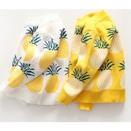 Children Clothing Baby Boys and Girls Sweaters Toddler Girl Cute Pineapple Sweater Kids Knitting Cardigan Coat Baby Top Tee 2-7Y