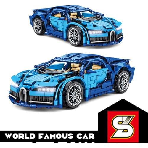 SY BLOCK Super Racing Car Blocks 1/14 Bricks Model DIY Toys For Boys Sport RC Cars Kids Gift Brick Blue Veyron Speed Racers