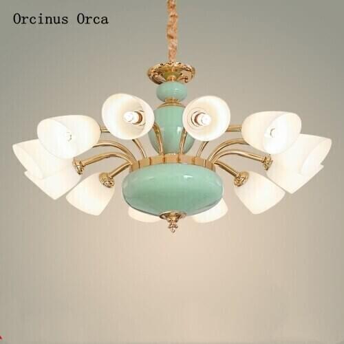 European Ceramic living room chandelier simple bedroom dining room study home American garden golden Chandelier