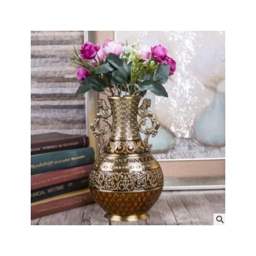 H25cm Europe bronze color tabletop metal vase home decoration accessories modern flower vases for homes HP071