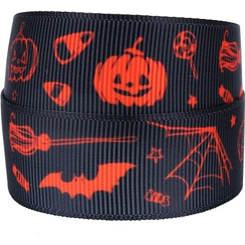 Halloween black candy design printed grosgrain ribbon