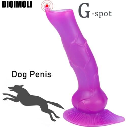 Imitation Dog Penis Dildos Soft Anal Plug Huge Phallus with Suction Cup Stimulate Vagina and Anus Big Dick Sex Toys for Women