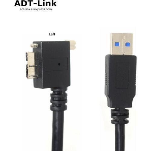 USB AM TO Micro B Industrial Camera Cables Data Interface USB 3.0 Micro-B USB Robot Machine Vision Cable Left Angled 1/ 3/ 5mete