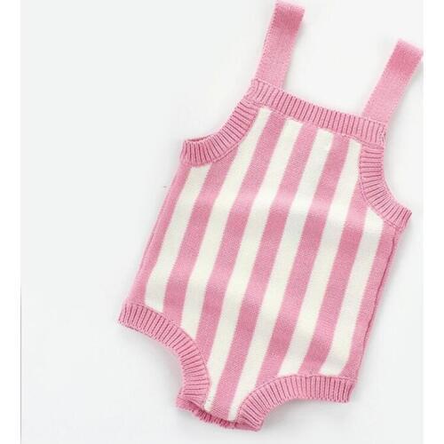 Retro stripe suspender romper baby boy/girls cotton knitted jumpsuit newborn baby overalls children pajamas princess onesies