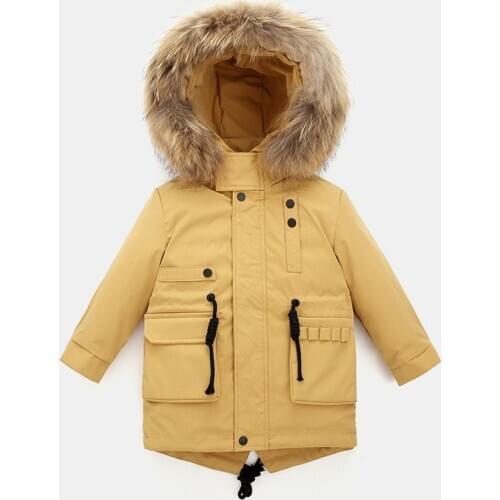 95% white duck down jacket removable high-end fur collar kids coats for girls boys winter jacket+bubble coat set kids clothes