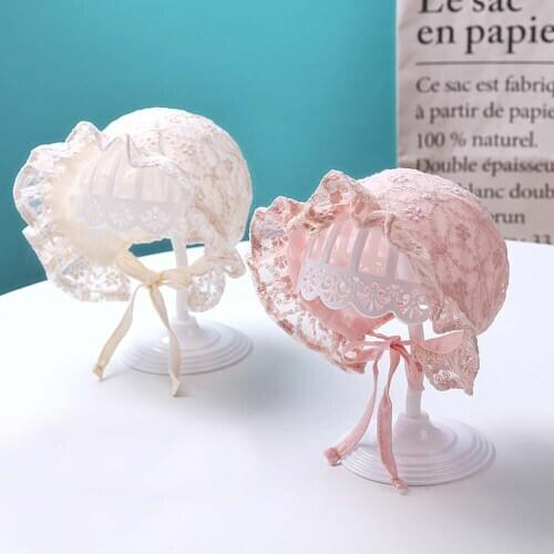 Cute Newborn Baby Lace Hat Photography Props Summer Baby Girl Sun Hat Breathable Cotton Infant Bonnet Caps