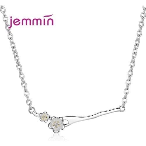 Fashion Women 925 Sterling Silver Jewelry Necklaces & Pendants Beautiful Cherry Flower Necklace For Women Statement Choker