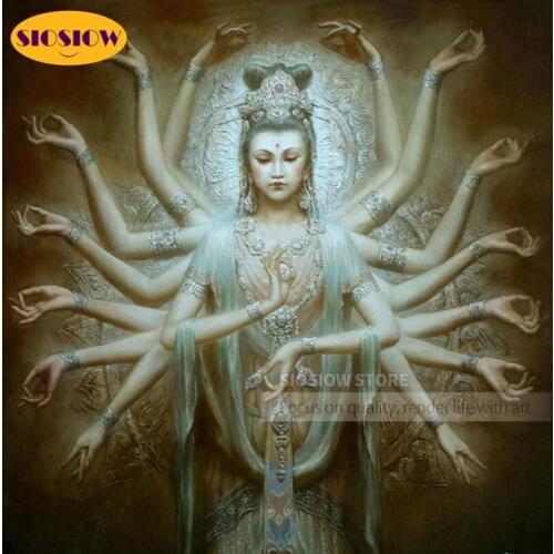 SIOSIOW DIY 5d Diamond Embroidery Chinese Cross Stitch Kit Thousand-hand Guanyin Full Set Of Diamond Painting Buddhism Dunhuang