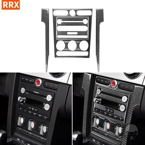 For Ford Mustang GT 2005-2009 S197 Carbon Fiber Sticker Central Control Set AC CD Player FM Frame Black Interior Car Accessories