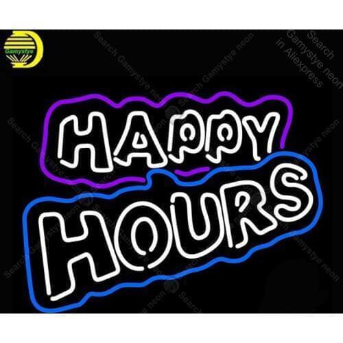 Neon Sign for Happy Hours Neon Bulb signgarage handcraft Beer bar club glass neon signboard Decorate Hotel restaurant advertise