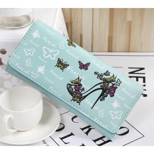 New Multi Card Position Womens Wallet Long Butterfly High Heels Wallet Womens Change Bag Hand Purse