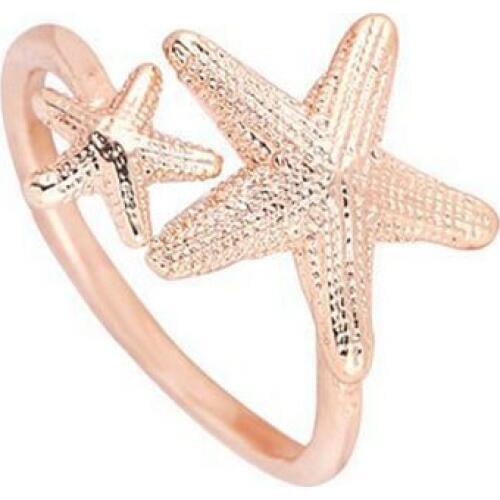 Wholesale 10pc/lot Big And Small Starfish Rings Adjustable Twinkle Stretch Star Ring Nautical Beach For Women Kids