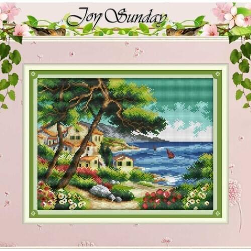 Seaside Village Counted Cross Stitch 11CT 14CT Cross Stitch Set Wholesale DIY scenery Cross-stitch Kit Embroidery Needlework