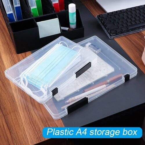 Clear Portable Project Case File Paper Storage Box Documents Magazines Paper Protector Office School Supply TS1