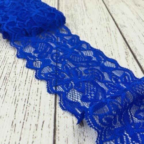 Retail 1pack=10yards Royal Blue 3" Lace Trim Ribbon By the Yard for Kids Headbands Elastic Lace Trim for Girls Hair Accessories