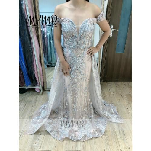 Off The Shoulder Lace Couture Evening Dresses Long Luxury 2021 Gown MYMB Brand Plus Size Prom Dress MY31126