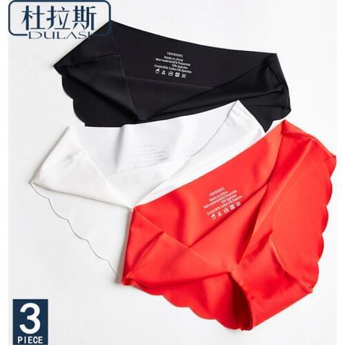 Sexy Woman Panties Seamless Ice Silk Lingerie Fashion Intimates Low Waist Big Size Underwear Woman DULASI 3pcs/lot Hot Sale