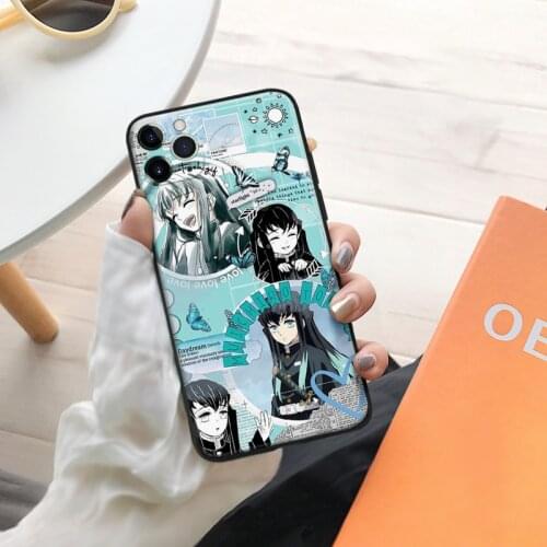 Demon Slayer Muichiro Tokito anime silicone Phone Case FOR iPhone Se 6 6s 7 8 Plus X Xr Xs 11 12 Mini Pro Max Glass Cover Shell