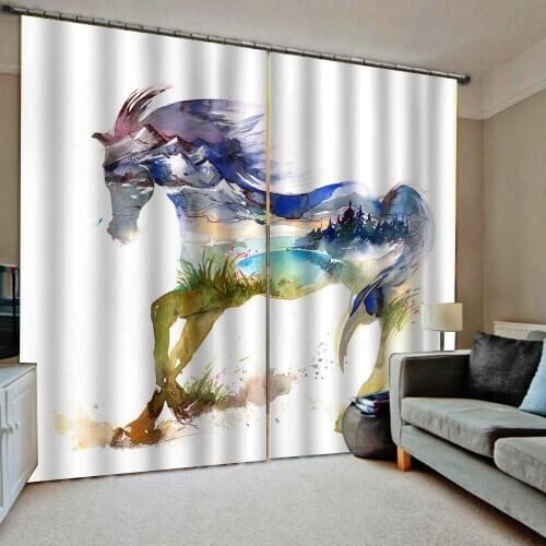 Modern Home Decoration Living Room Curtains horse curtains Thick shading soundproof windproof curtain