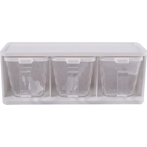 Vertically Rotatable Storage Seasoning Boxes Spice Jar Bottle With Handle And Spoon Kitchen Storage Container Herb Spice Tools