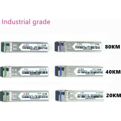 LC SFP Fiber optic module Industrial grade -40~+80 Celsius 1.25G20/40/80KM 1310/1490/1550nm Single-SFP compatible optical module