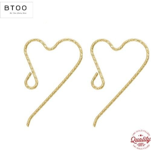 Real 14K Gold Filled Sparkle Heart Ear Wire .025" (0.64mm) Gold Ear Wire for Jewelry Making Handmde DIY Earrings Accessories