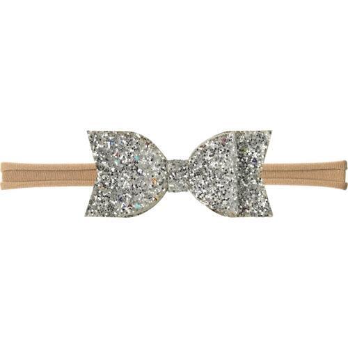 1 Piece 3.5" Giltter Hair Bows With Nylon Headbands Girls Sequin Bows Covered Nylon Hairband Childrens Hair Ties