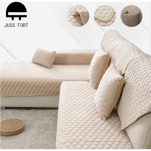 Thicken Plush Sofa Cover New Soft Sofa Towel Cushion Solid Color Corner Sofa Cover for Living Room Decor Non-slip Couch Covers