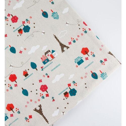 150cm x 0.5 meter cartoon print patchwork linen cotton fabric cloth DIY table cloth collection plain curtain material