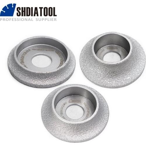 SHDIATOOL 1PC Diamond Grinding Wheel Vacuum Brazed Demi-bullnose Edge Profile Diameter 3 Inches/75mm Grinding Disc Diamond Wheel