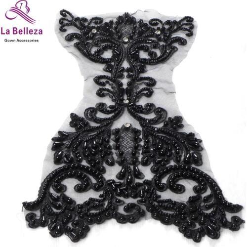 New off white handmade heavy beads applique patch ployester embroidery patch wedding dress Accessories 11*21cm 1piece