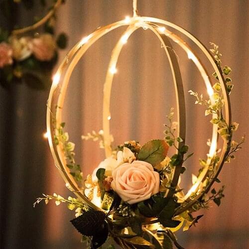 1pc Bamboo Ring Wedding Decor Round Dreamcatcher DIY Crafts Wreath Hanging Light Room Home Decoration Garden Basket