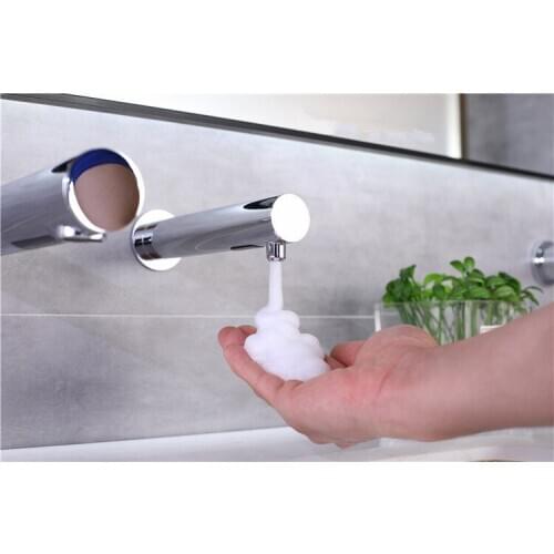 Free ship Single hole chrome color foam Sensor soap dispenser brass material wall mounted