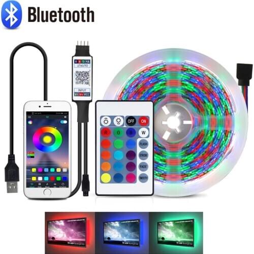 Bluetooth Controller LED Strip1m/2m/3m/4m/5m RGB LED Light Stage lights Xmas Decor TV Backlight Diode Tape USB Neon Lamp Stripe