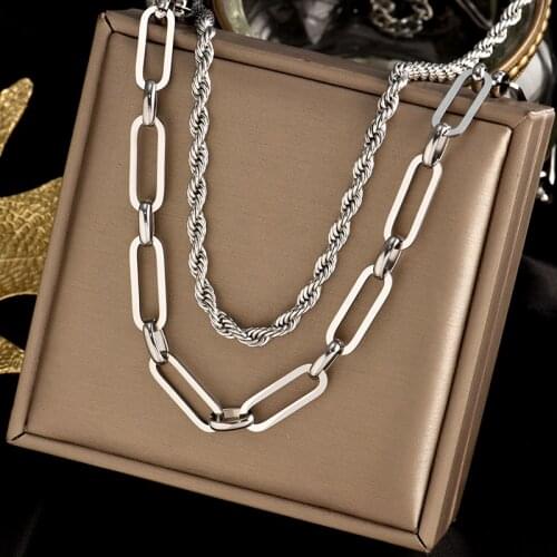 Inserts No fading 316LStainless steel chain charm necklace hip hop New fashion Simplicity Titanium jewelry nice gift for women