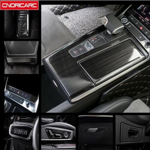 Black Central Gearshift Panel Cover Trim For Audi A6 C8 2019 Stainless Steel Car Center Console Buttons Frame Decoration