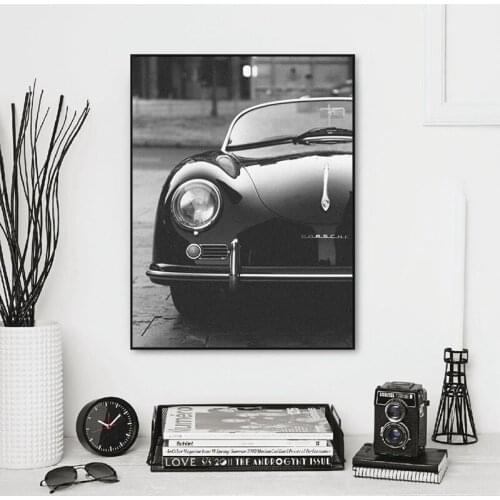 Black and White An old for Porsche Vehicle Photography Poster Canvas Painting Vintage Classic Car Prints Wall Picture Decoration