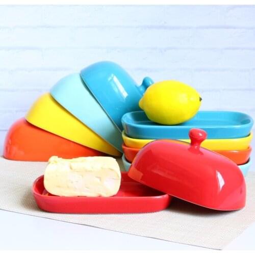 Candy-colored butter dish breadbasket with lid kitchen utensils porcelain oiler butter box for butter dish Food Keeper kitchen