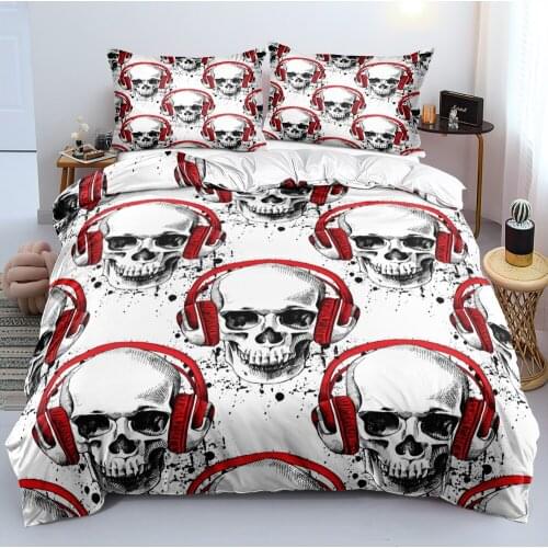3D White Bed Linens Comforter Covers Sets Pillow Cottoms Twin King Queen Full Double Single Size Skull Custom Design Beddings
