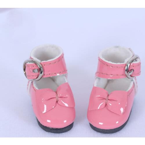 BJD Doll shoes suitable for 1-8 size fashionable bow small leather shoes doll princess shoes white pink doll accessories