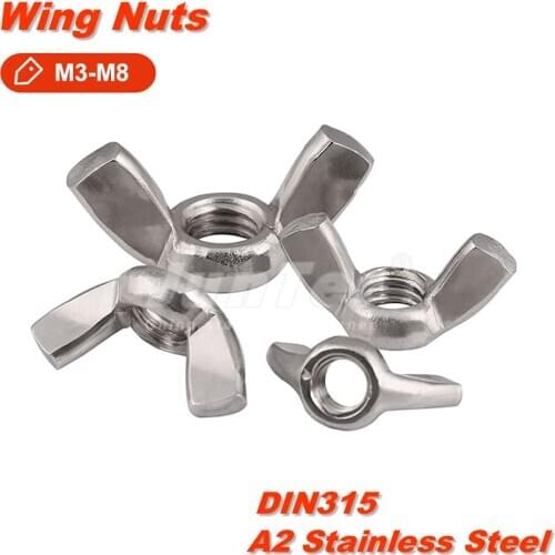 M3 M4 M6 M6 M8 A2 Stainless Steel Wing Nuts Butterfly Nuts Metric