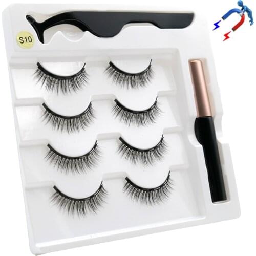 Magnetic Eyelashes 3D Mink Eyelashes Magnetic Eyeliner Magnetic Lashes Reusable Lasting Handmade Eyelash Makeup Tool