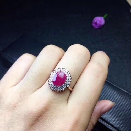 Fashion Ring Ruby ring Free shipping Real and natural ruby 925 sterling silver 8*10mm gemstone Fine women jewelry
