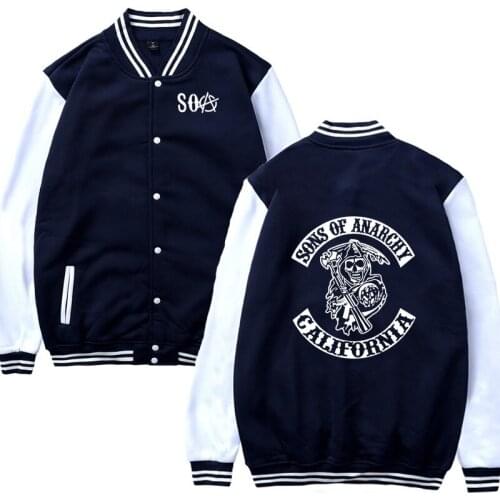 2021 SOA Sons of anarchy the child SAMCRO Male Casual Baseball Jacket Sweatshirt Baseball uniform Men Sportswear