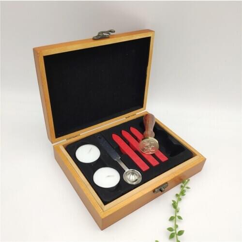 Sealing Wax Stamp Wooden Gift Box Set Retro S Creative Design Copper Stamp For Letter Document Sealed Envelope Signature