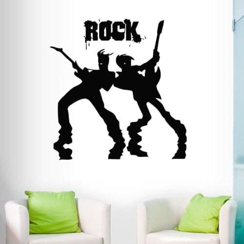 Guitarist Wall Decals Rock Band Rock Concert Men With Guitars Music Wall Sticker Home Decor Living Room Bedroom Vinyl Poster